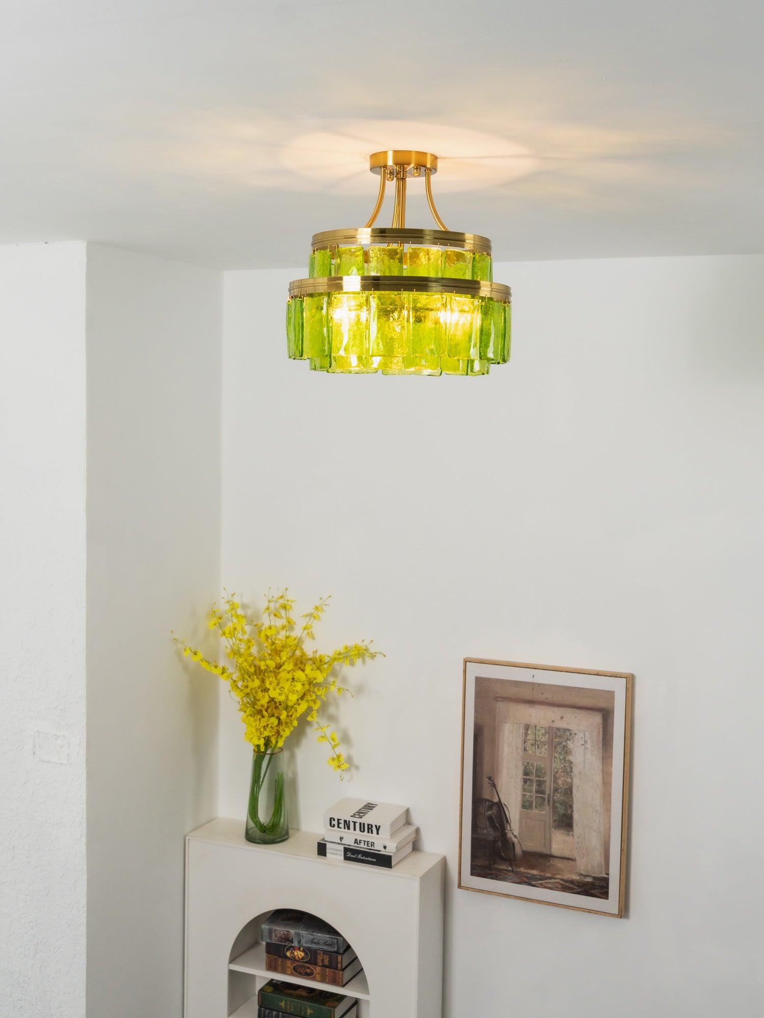 Aria Green Glass Flush Mount