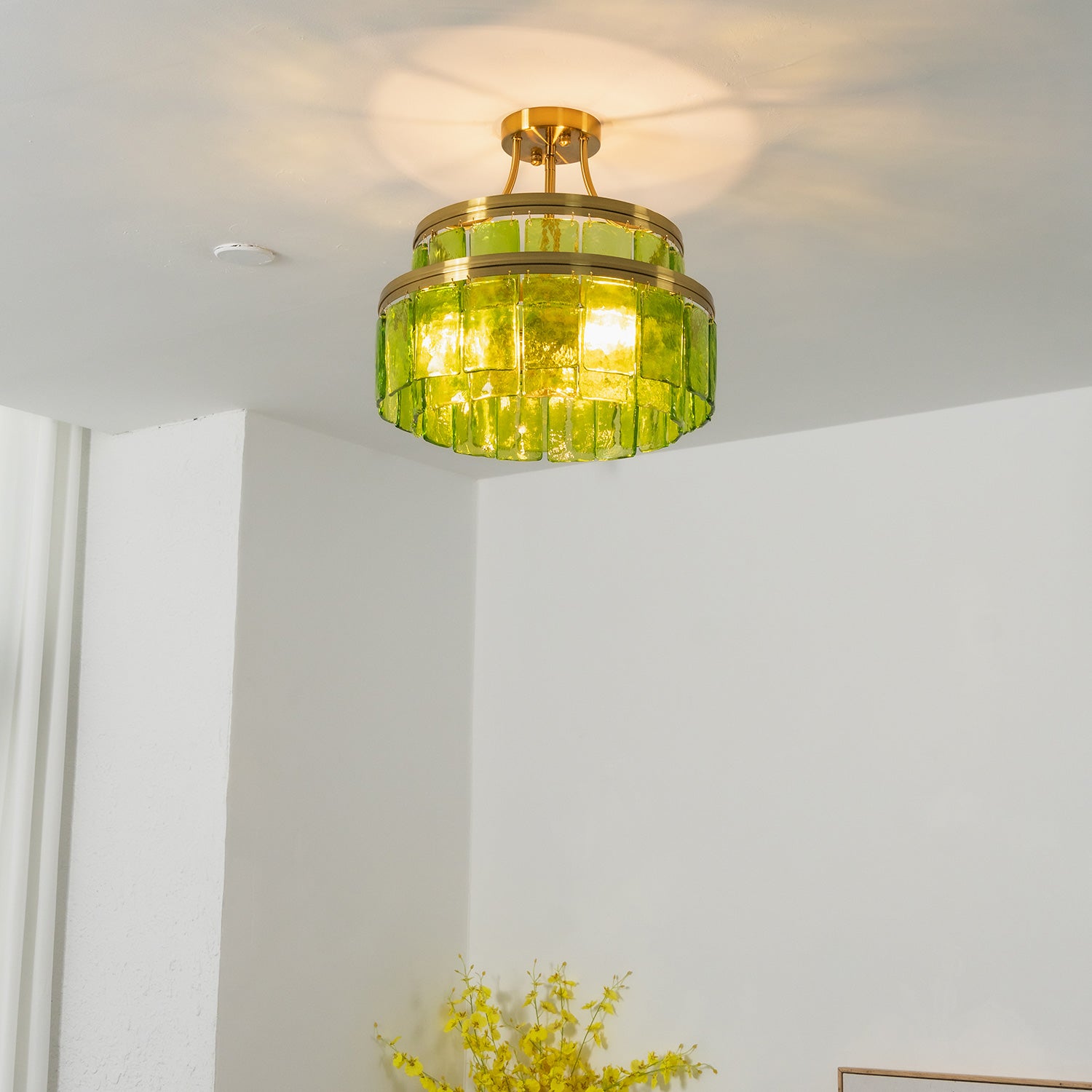 Aria Green Glass Flush Mount