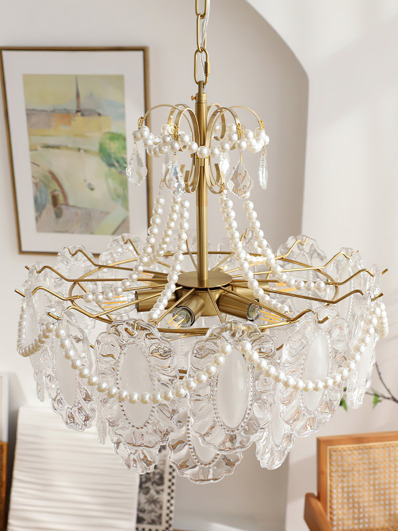 Aura Wave Pearl Chandelier