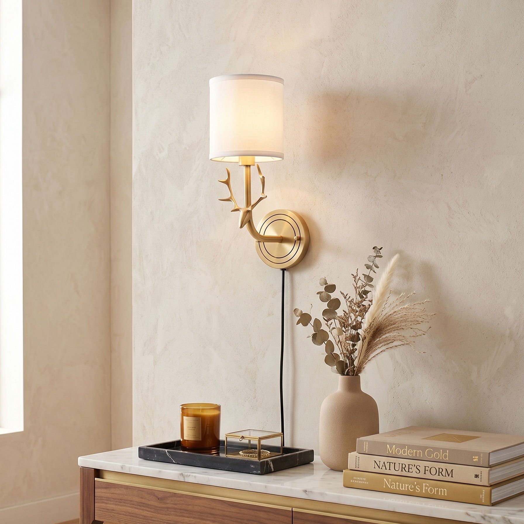 Brass Deer Plug-In Wall Sconce
