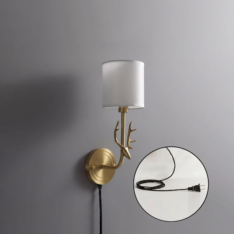 Brass Deer Plug-In Wall Sconce