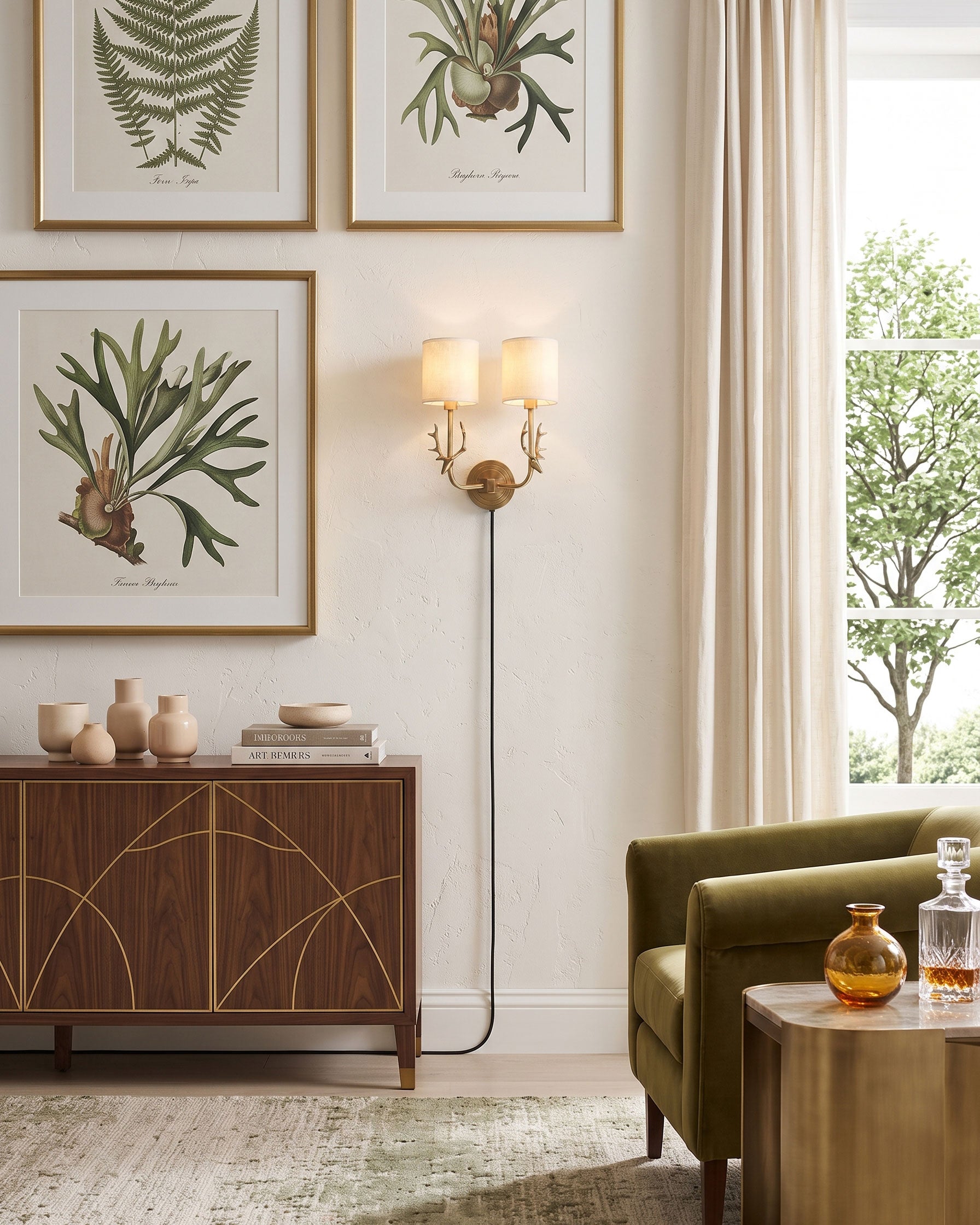Brass Deer Plug-In Wall Sconce