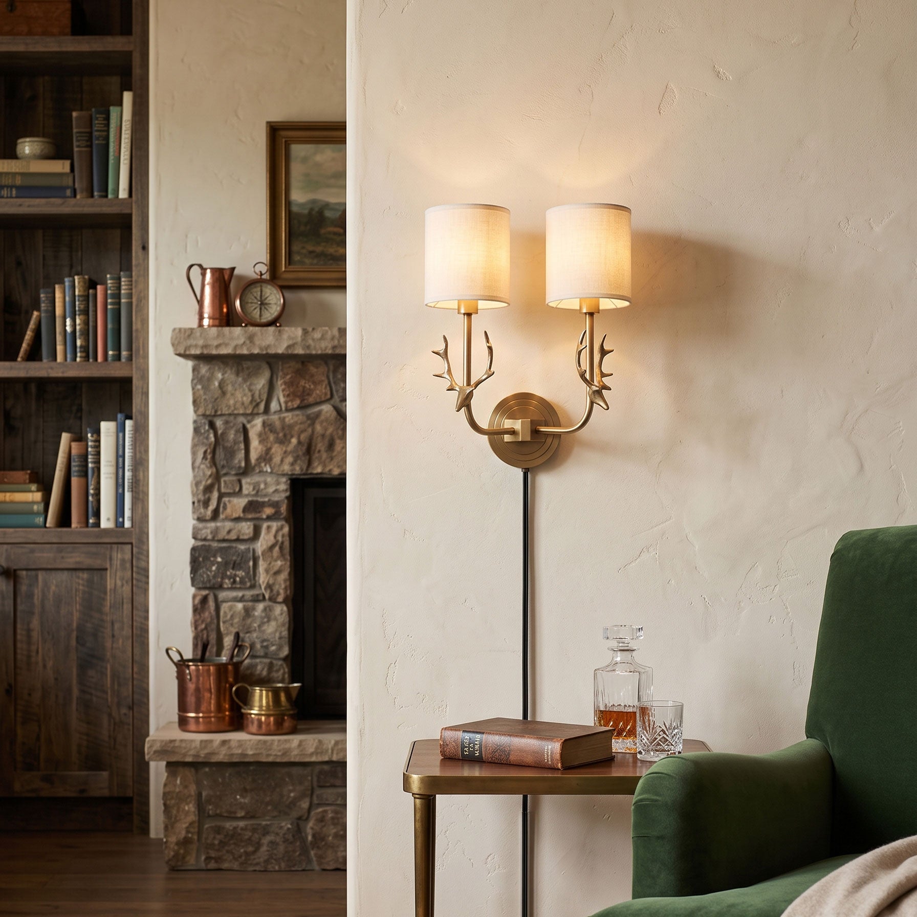 Brass Deer Plug-In Wall Sconce