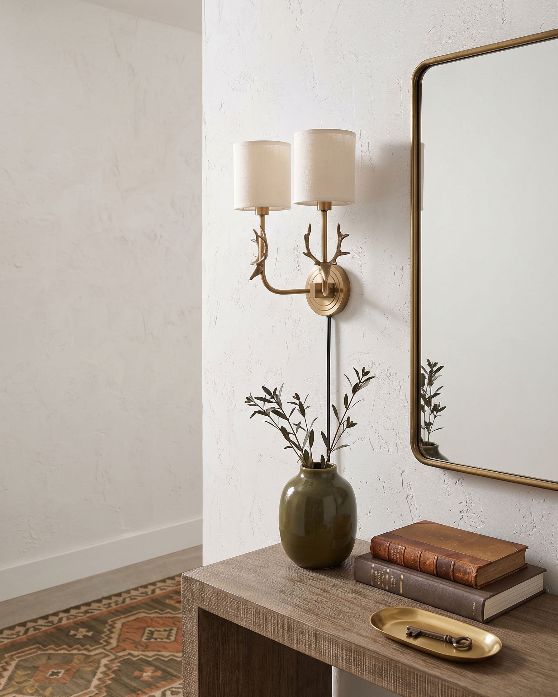 Brass Deer Plug-In Wall Sconce