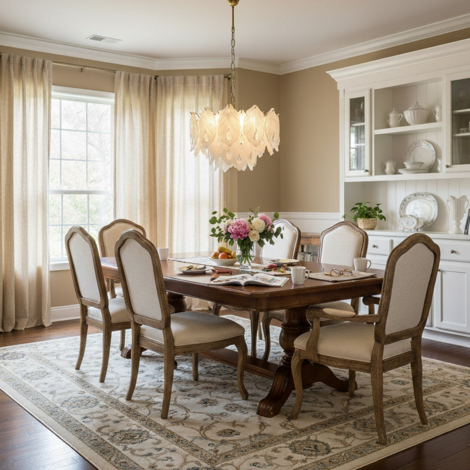 Carved Feather Chandelier