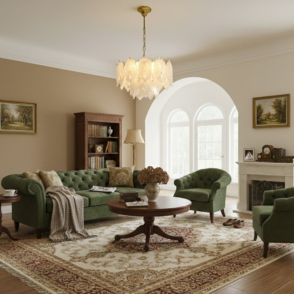 Carved Feather Chandelier