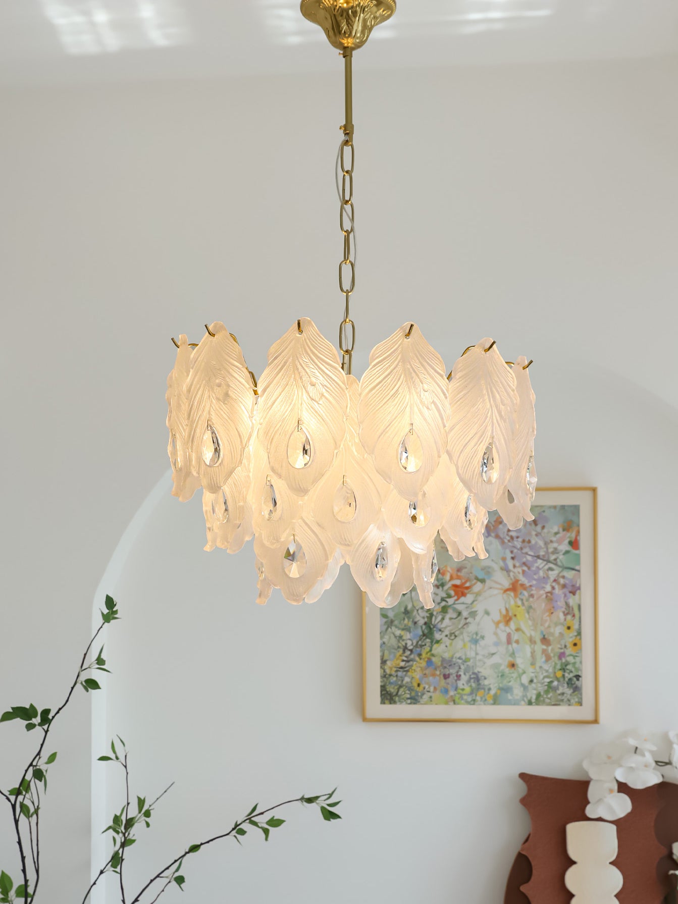 Carved Feather Chandelier