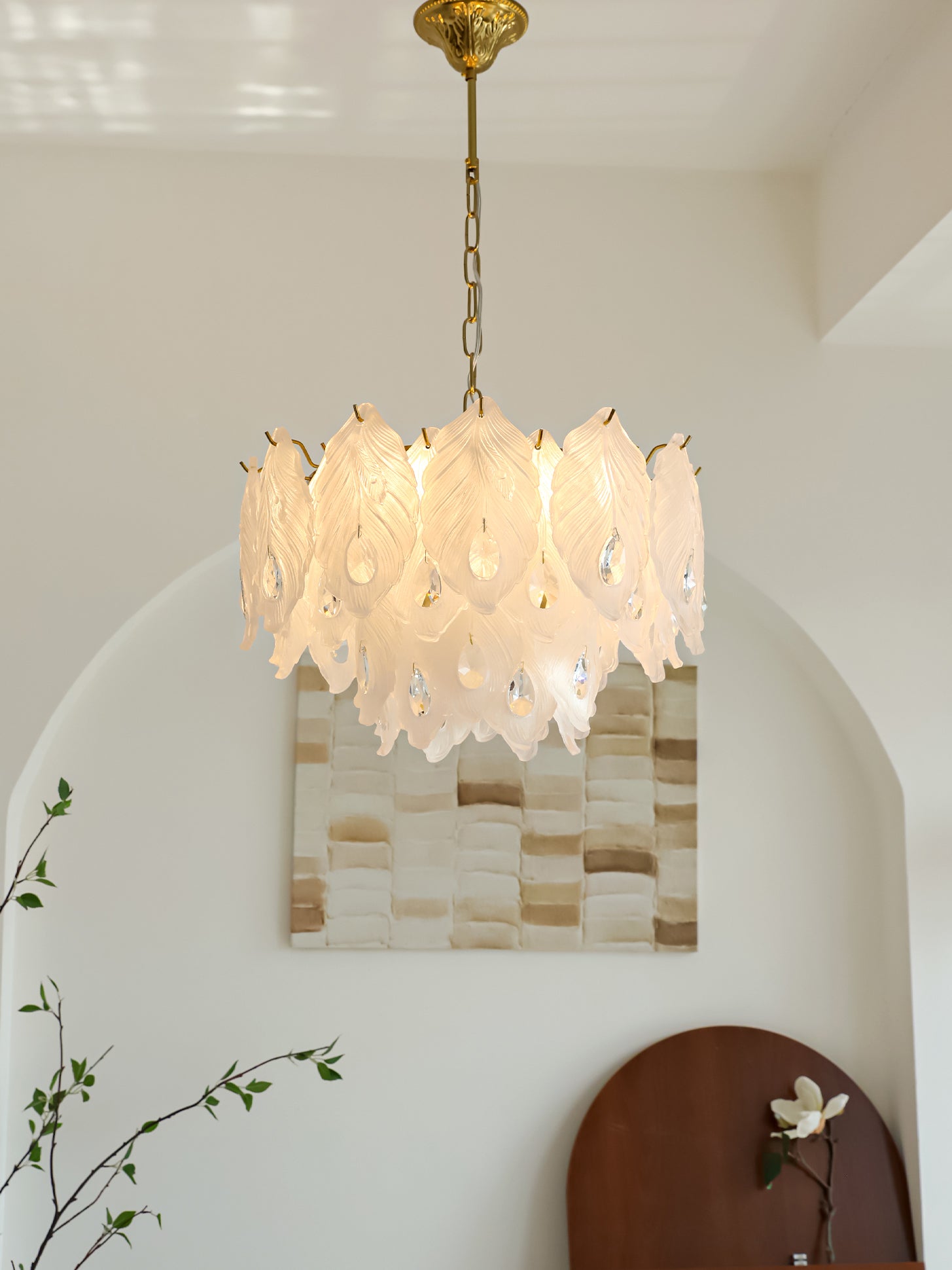 Carved Feather Chandelier