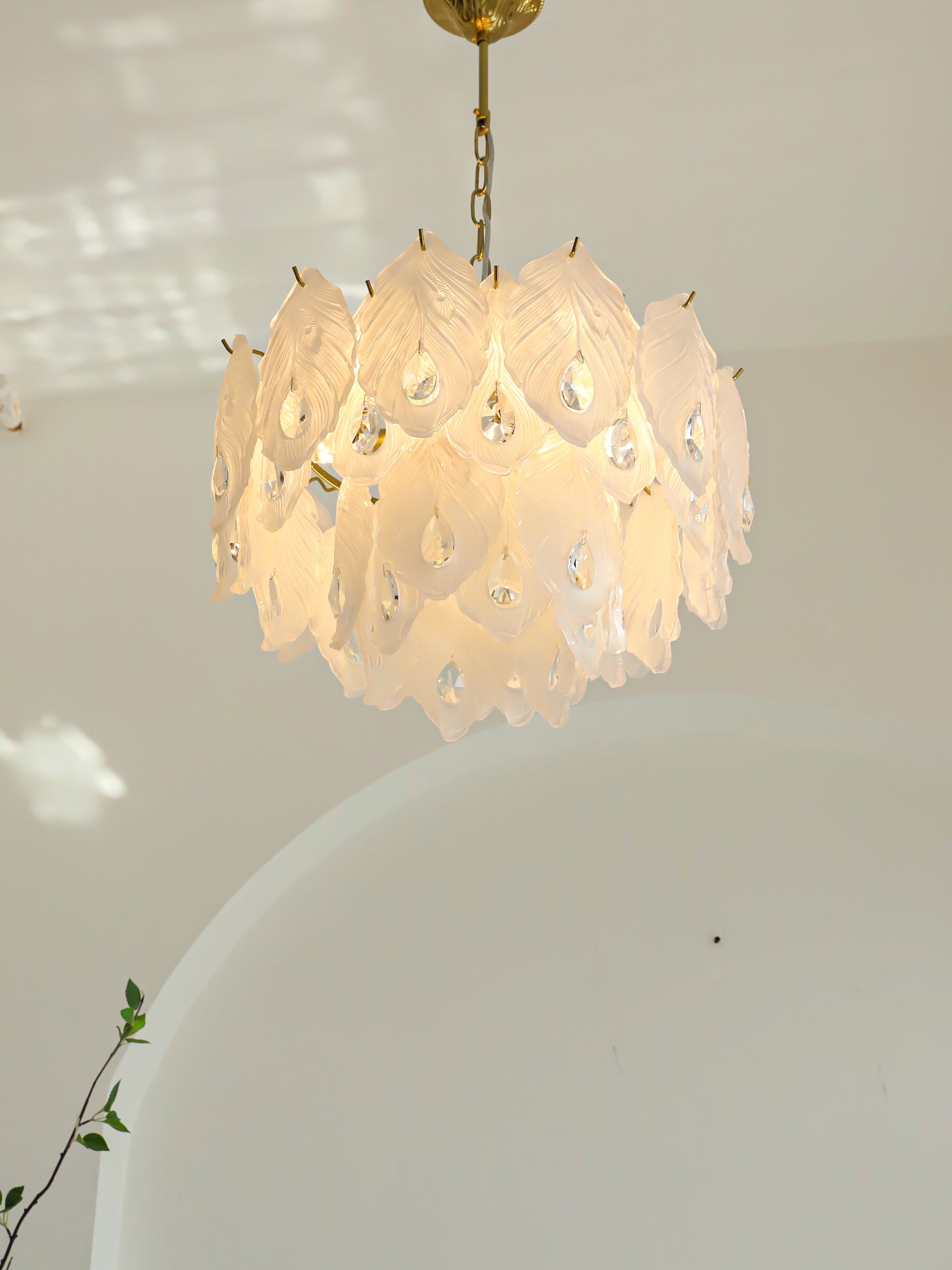 Carved Feather Chandelier