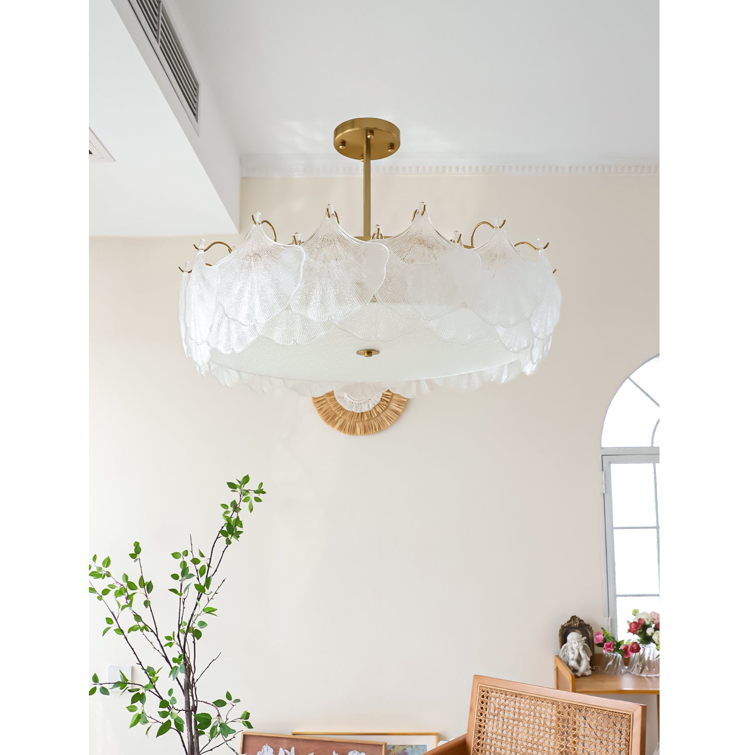 Ginkgo Leaves Glass Flush Mount