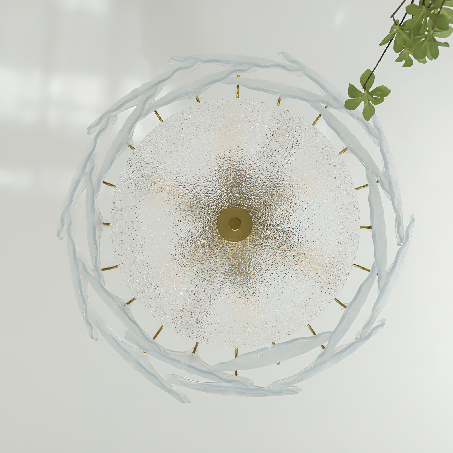 Ginkgo Leaves Glass Flush Mount