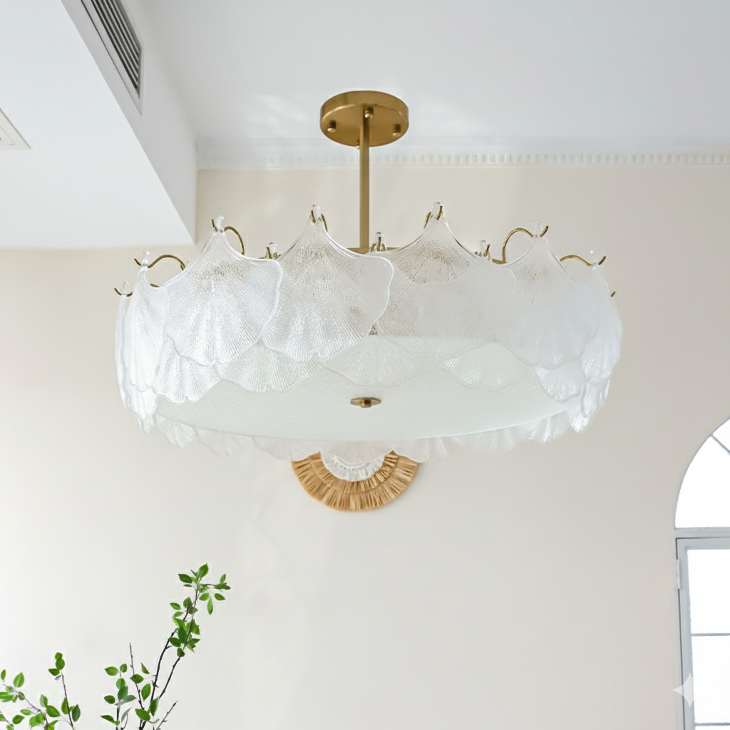 Ginkgo Leaves Glass Flush Mount