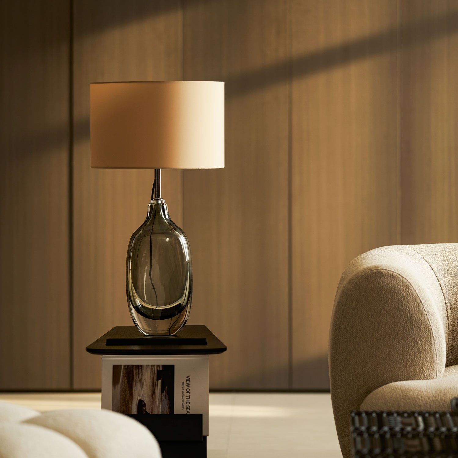 Lámpara de mesa de cristal esmaltado