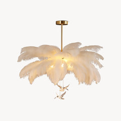 Lustre en Plumes d'Autruche