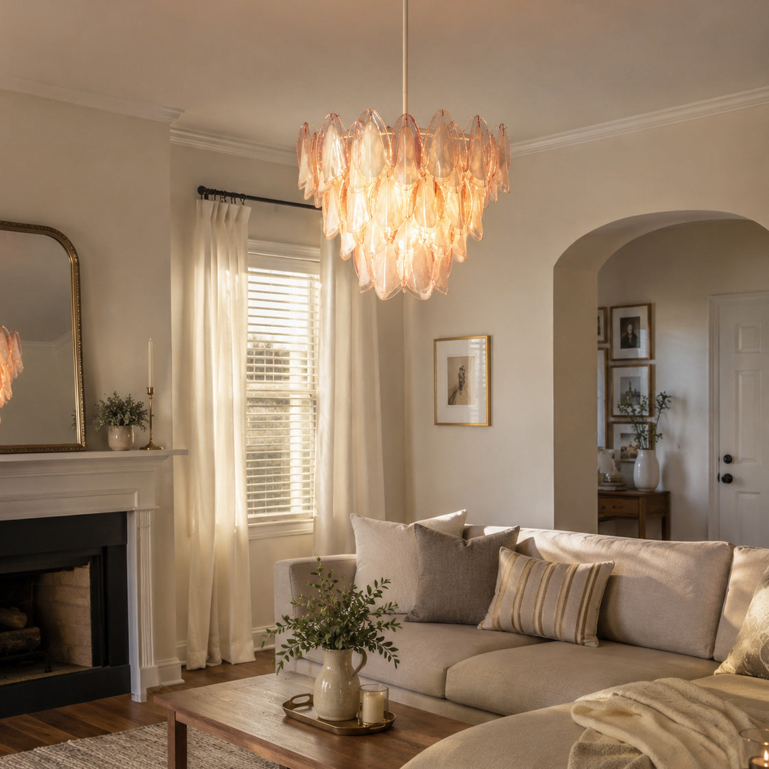 Elara Blush Petal Chandelier