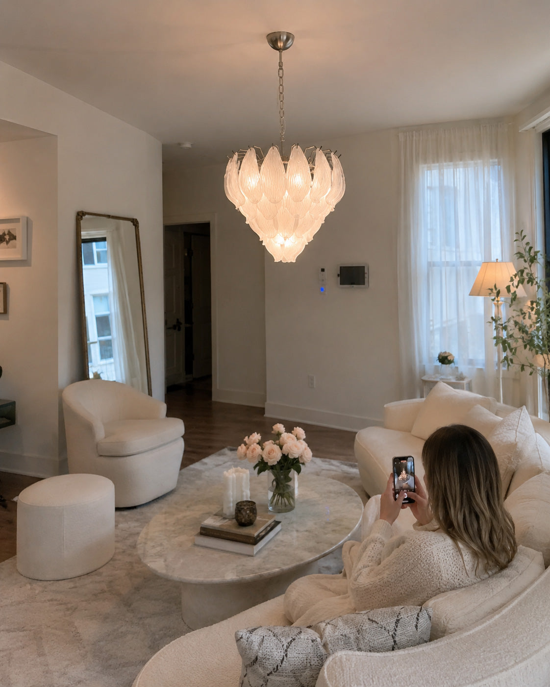 Venzara Glass Petal Chandelier