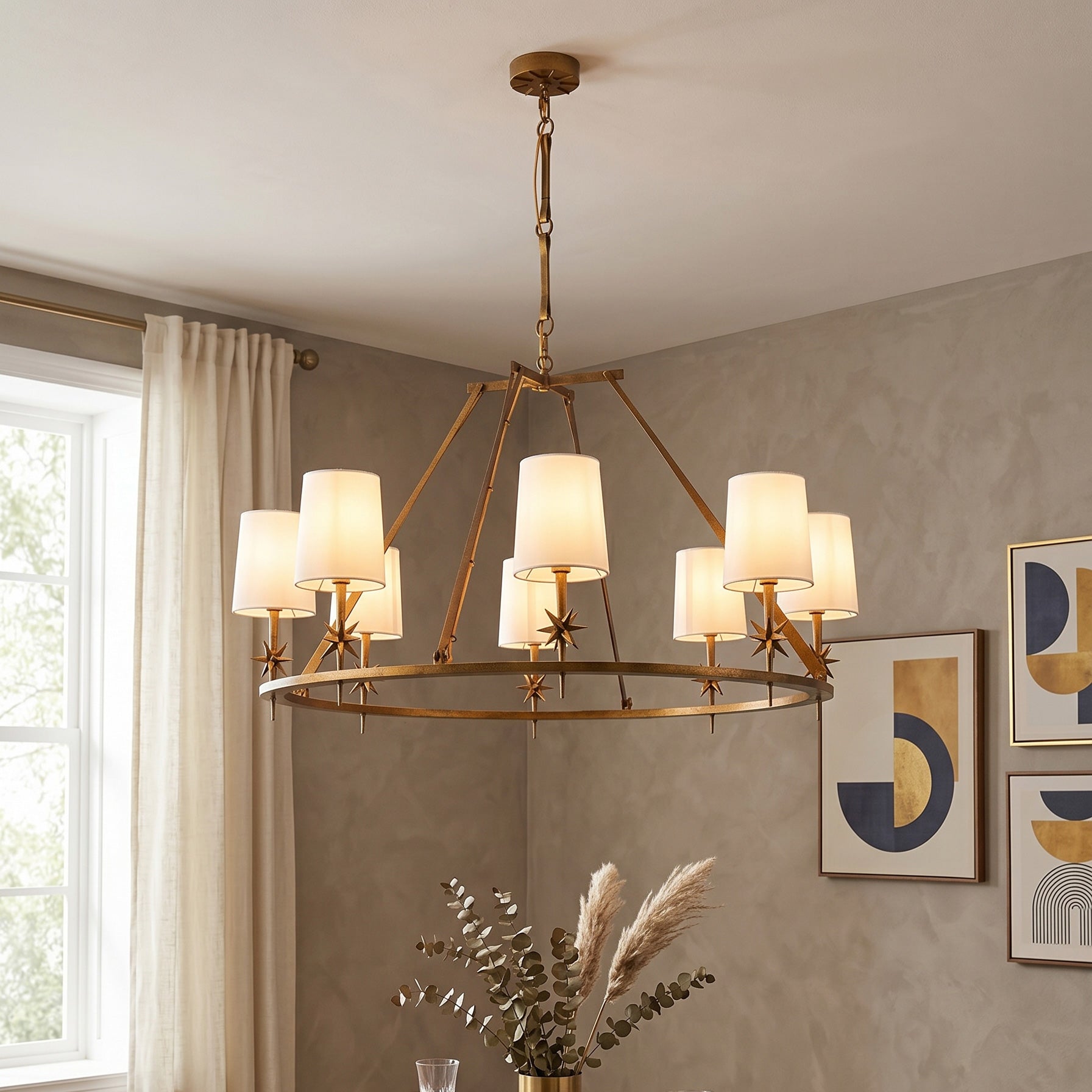 Astraea Star Wagon Wheel Chandelier