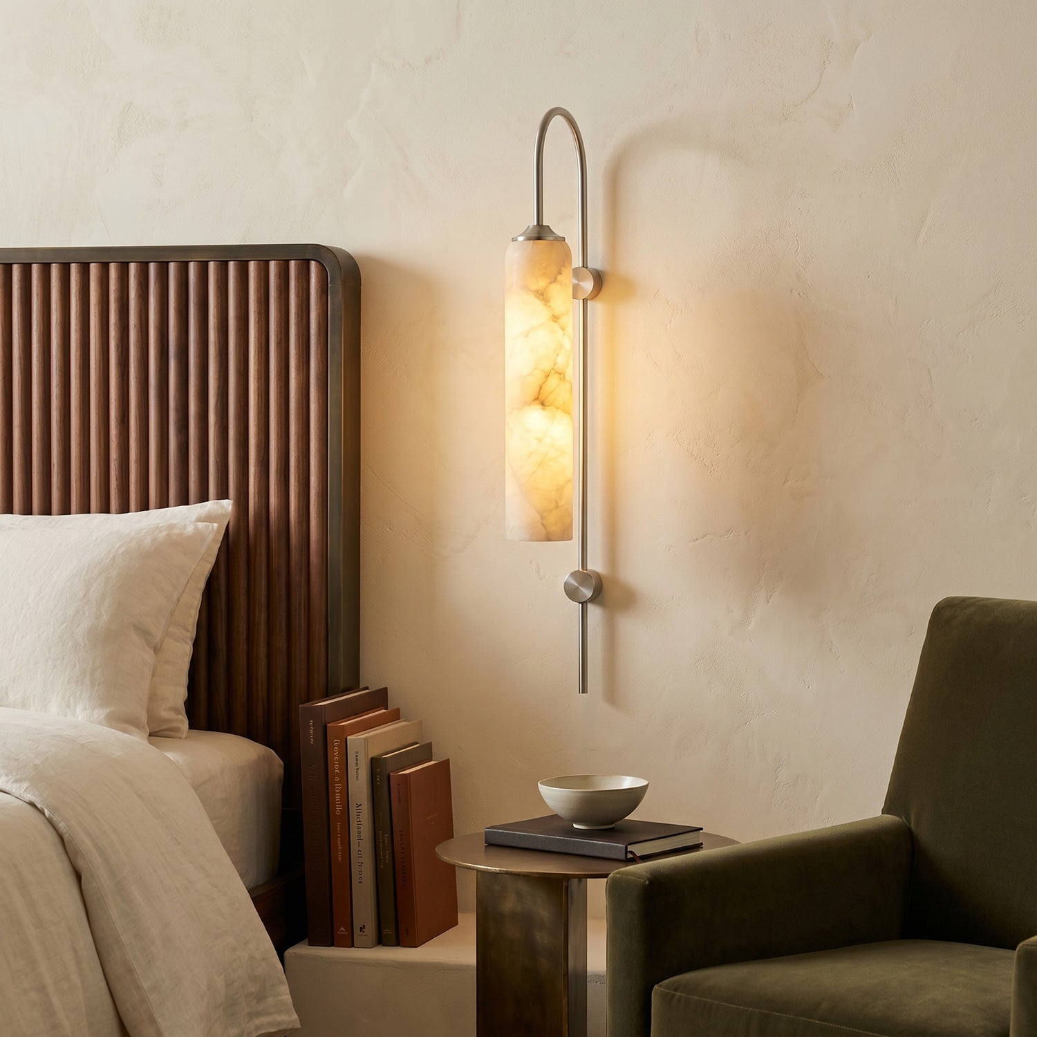 Float Long Tube Alabaster Wall Sconce