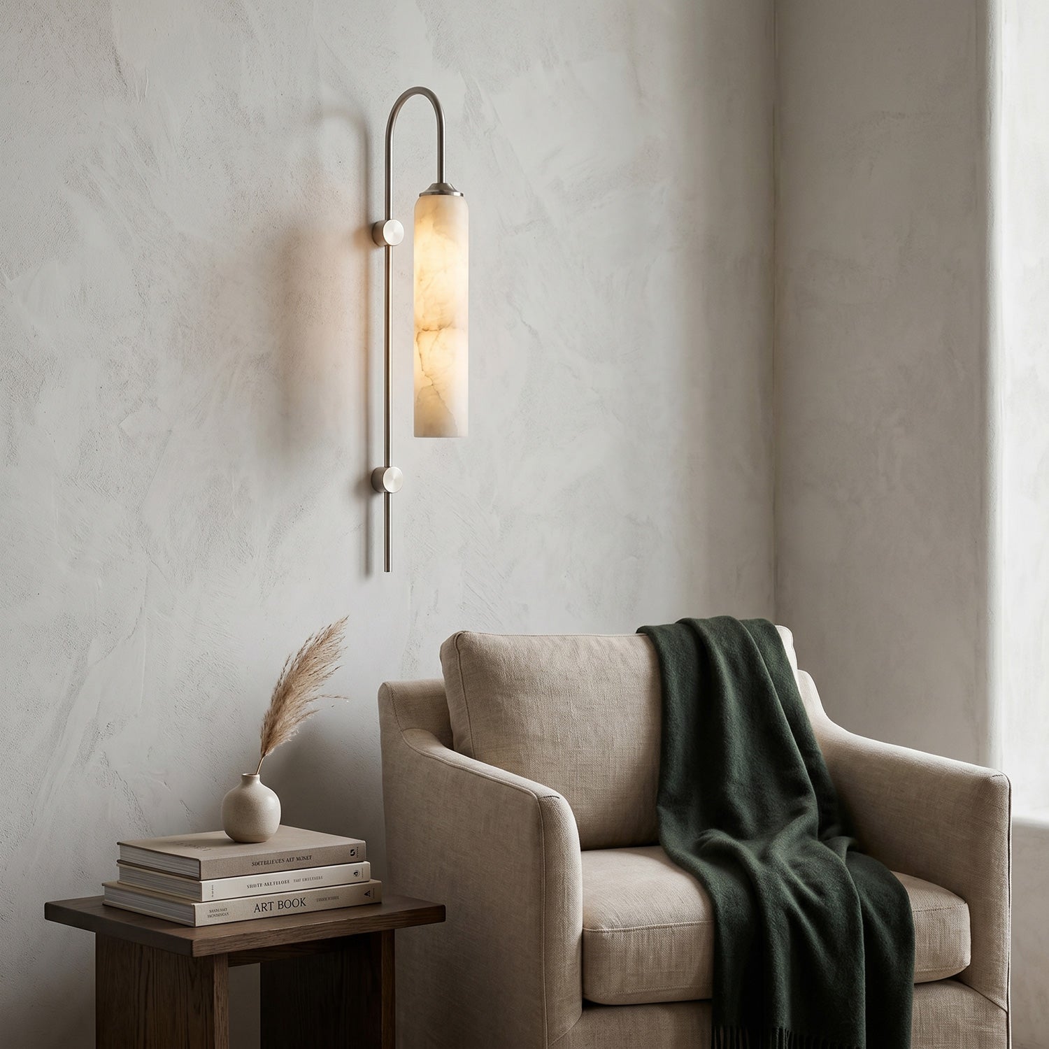 Float Long Tube Alabaster Wall Sconce