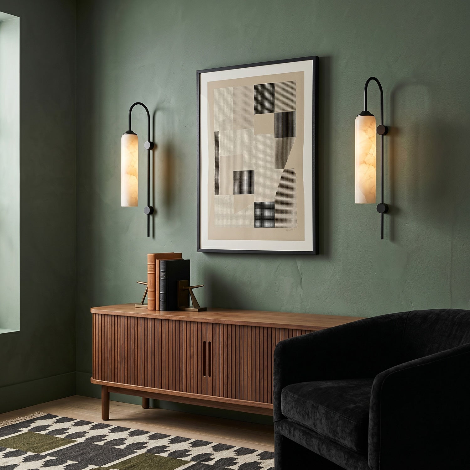Float Long Tube Alabaster Wall Sconce
