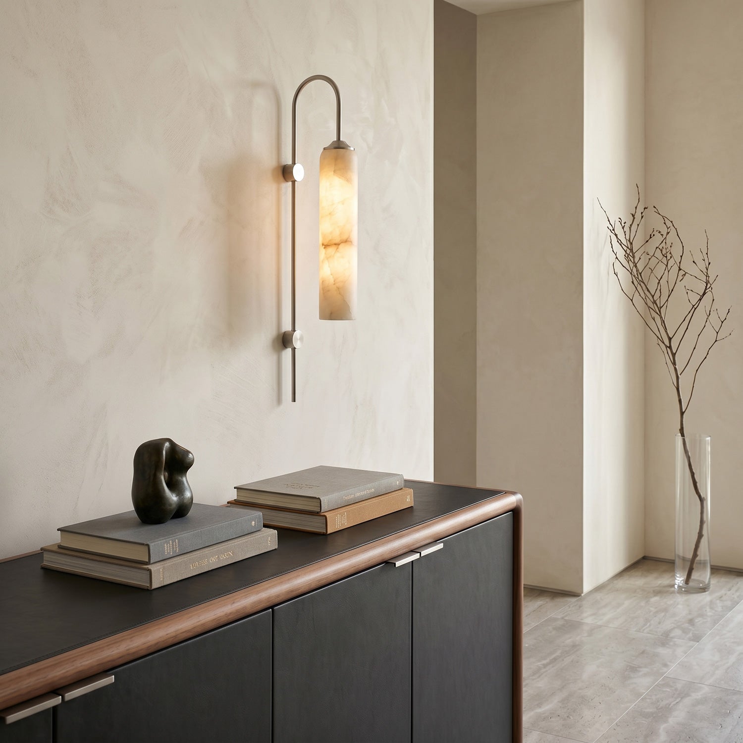 Float Long Tube Alabaster Wall Sconce