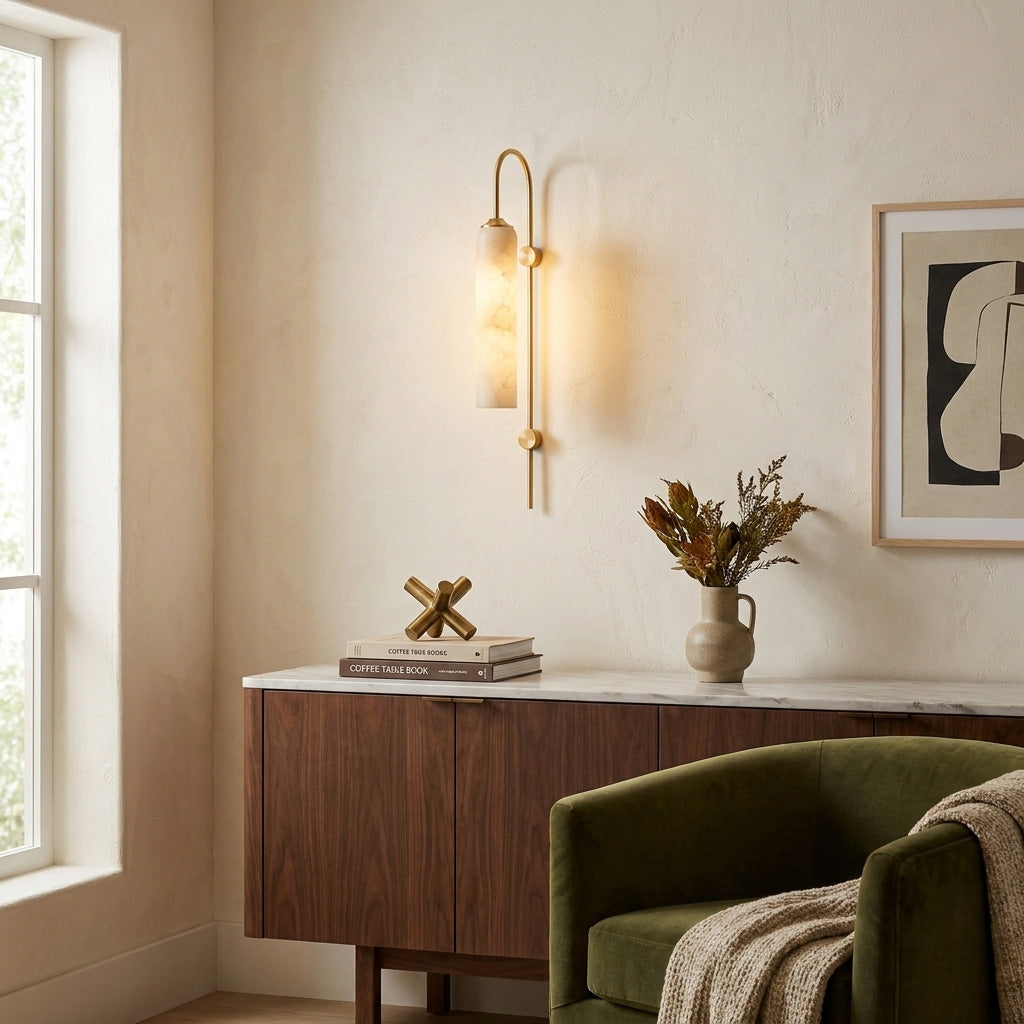 Float Long Tube Alabaster Wall Sconce