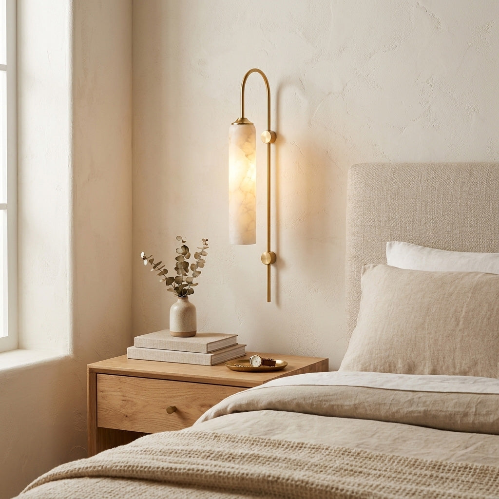Float Long Tube Alabaster Wall Sconce