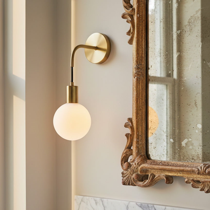 Theo Brass Globe Wall Sconce