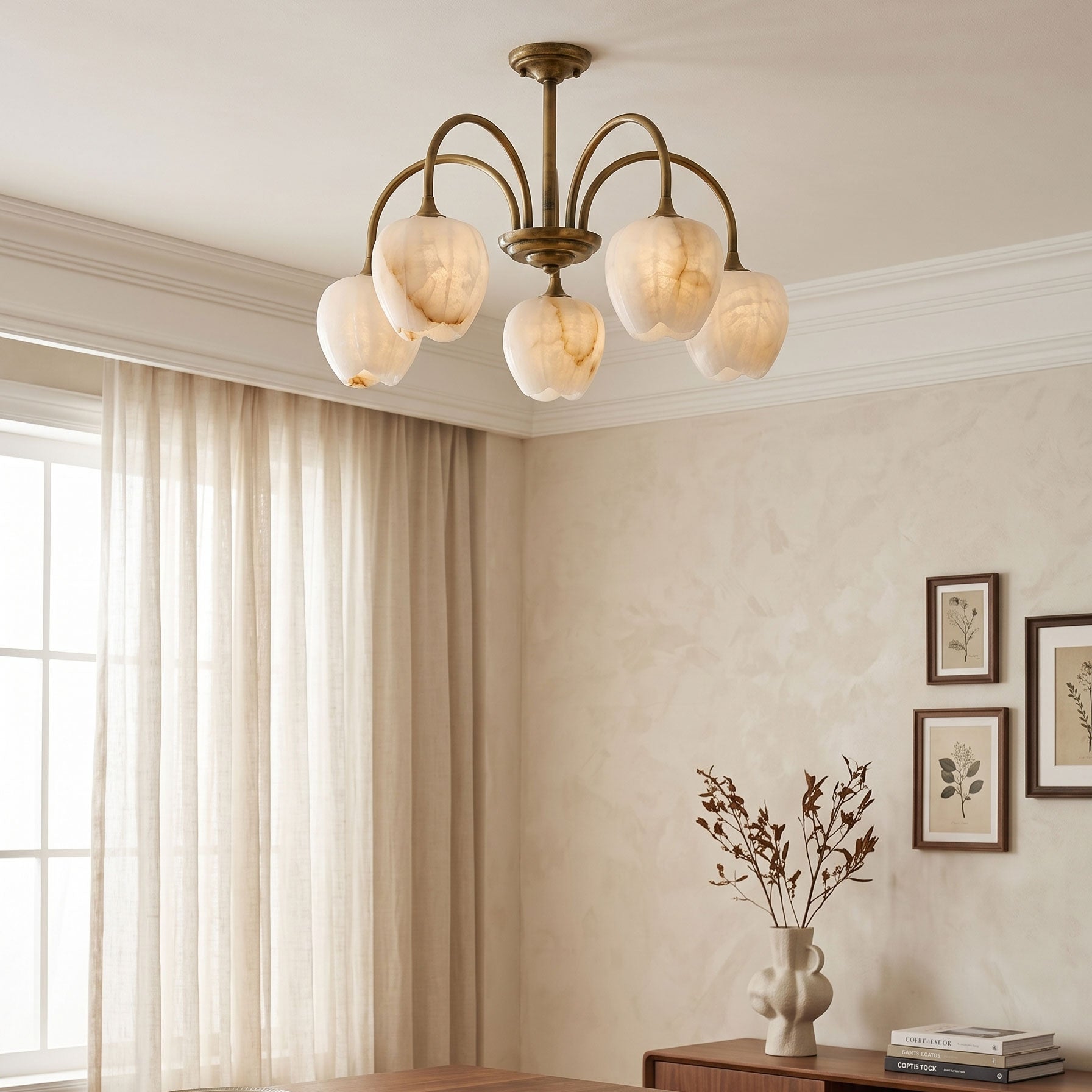 Rowena Alabaster Floral Chandelier