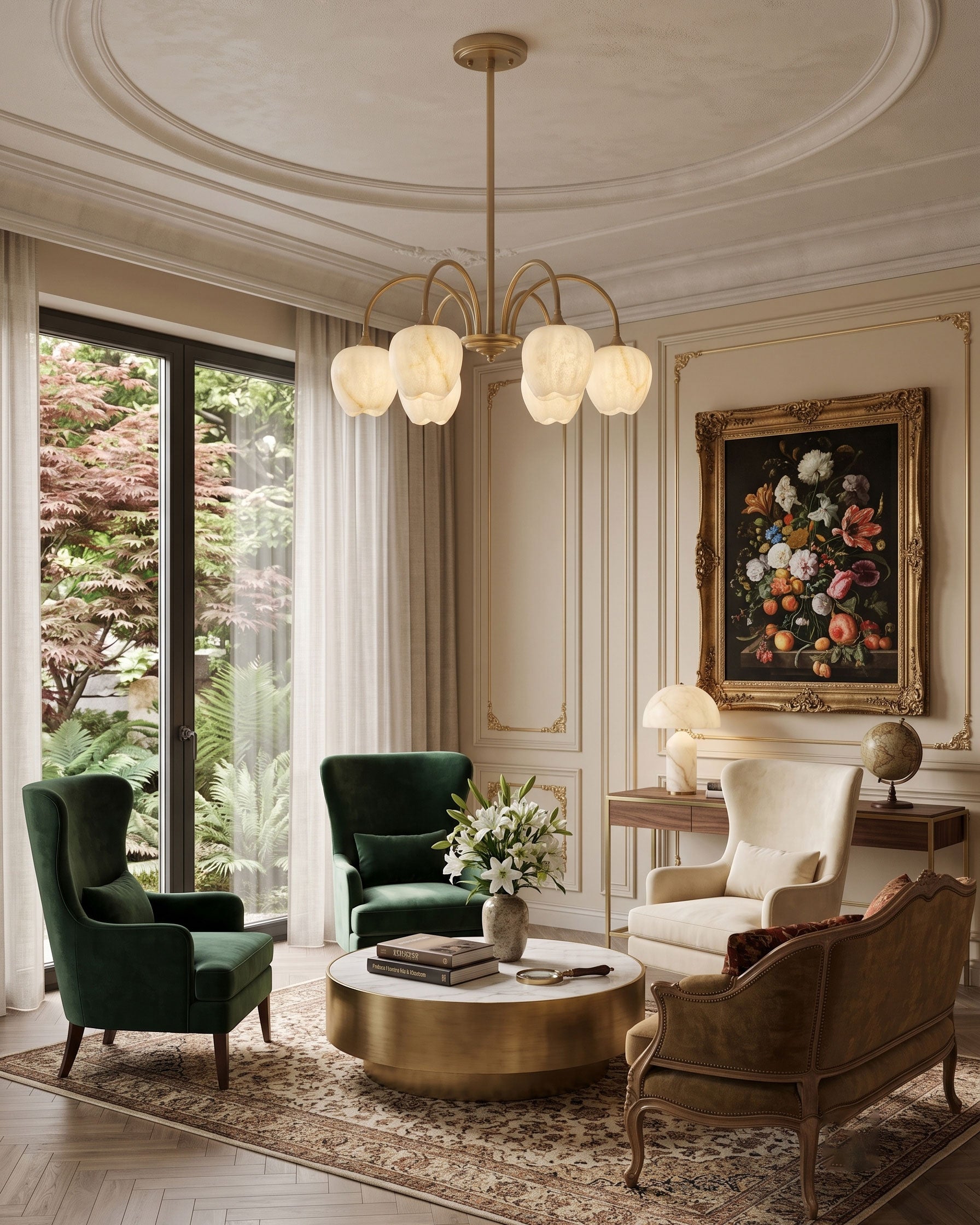 Rowena Alabaster Floral Chandelier