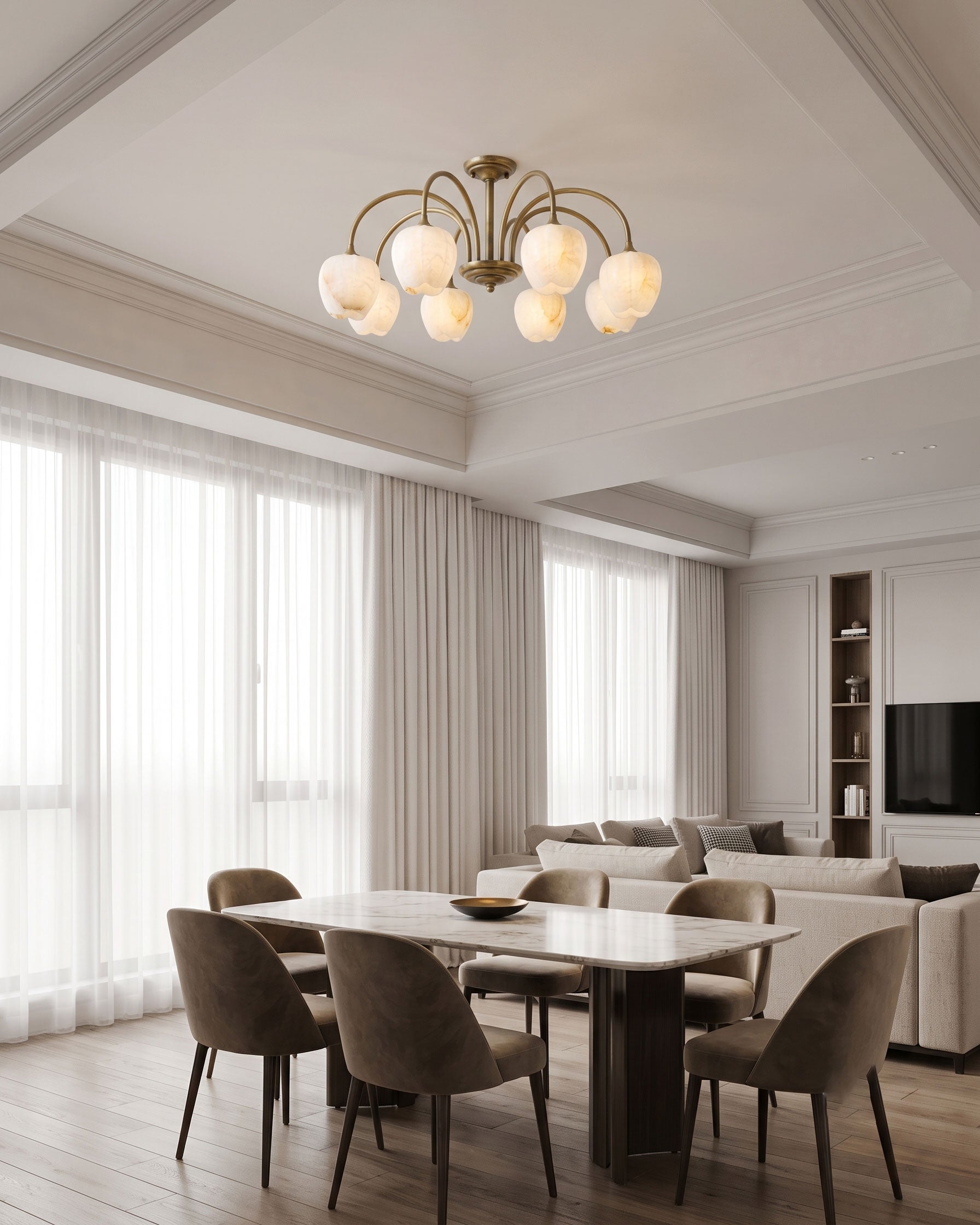 Rowena Alabaster Floral Chandelier