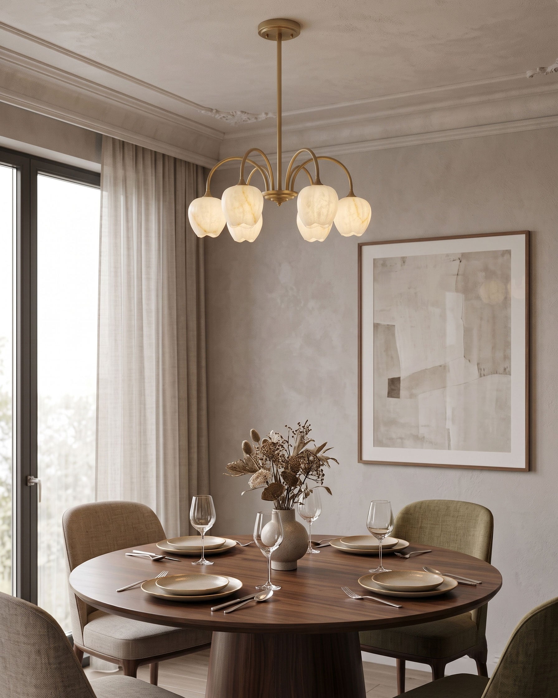 Rowena Alabaster Floral Chandelier