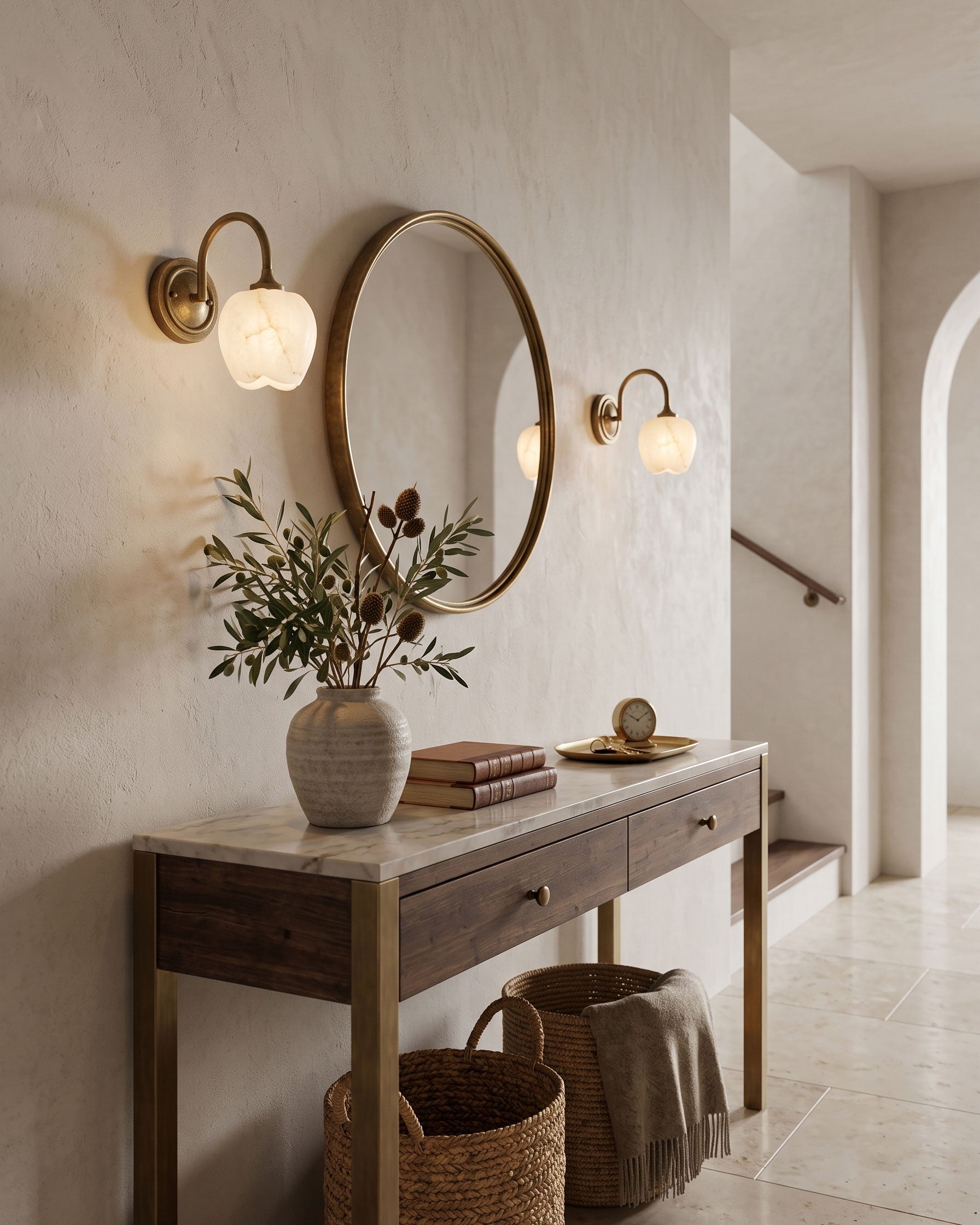 Rowena Alabaster Floral Wall Sconce