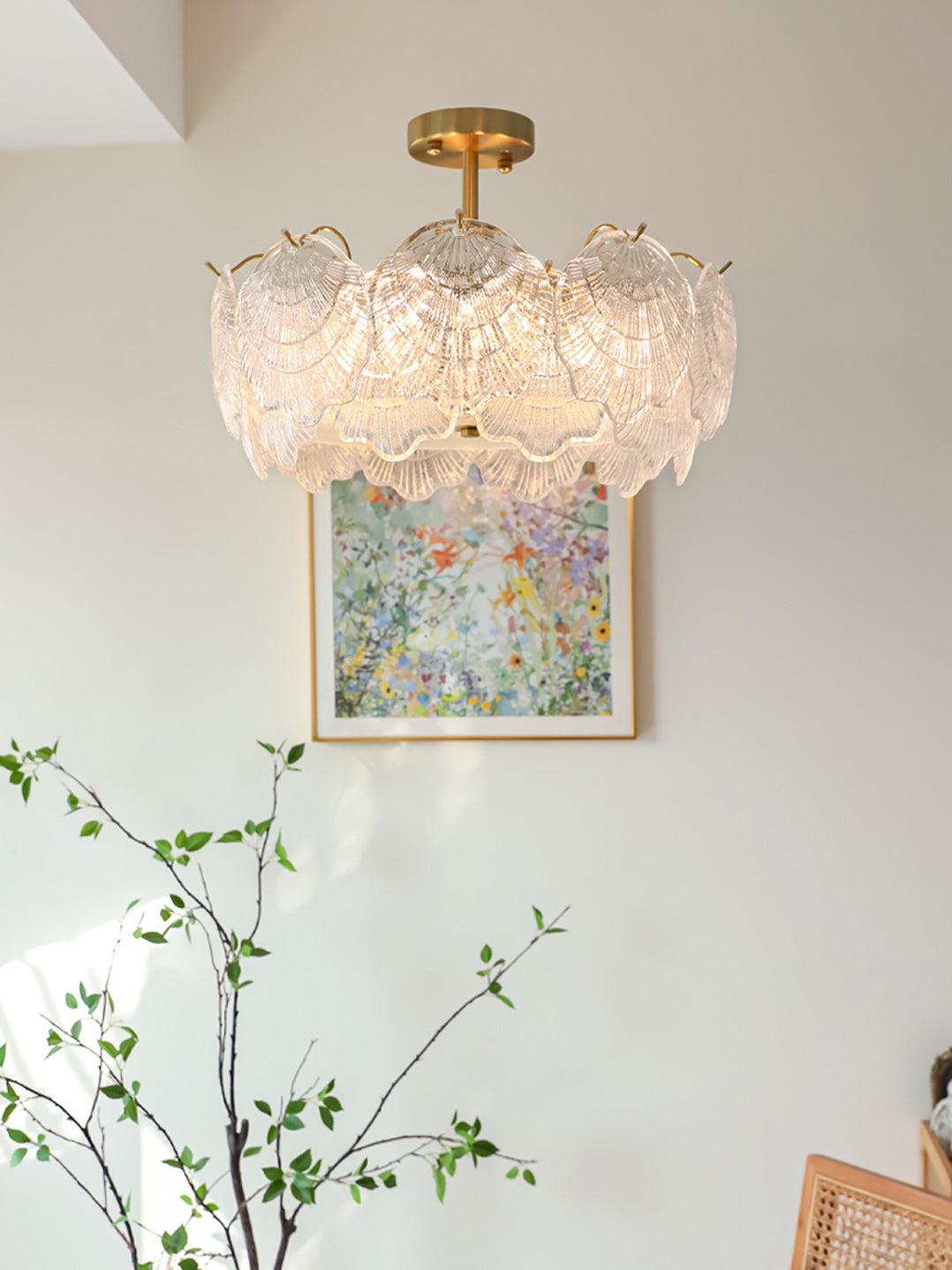 Shell Glass Flush Mount