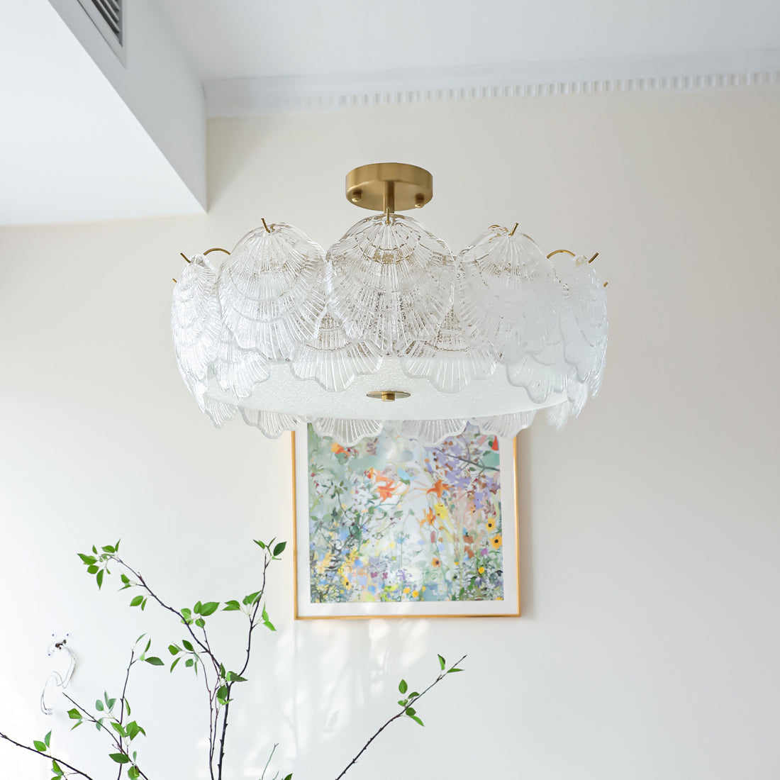 Shell Glass Flush Mount