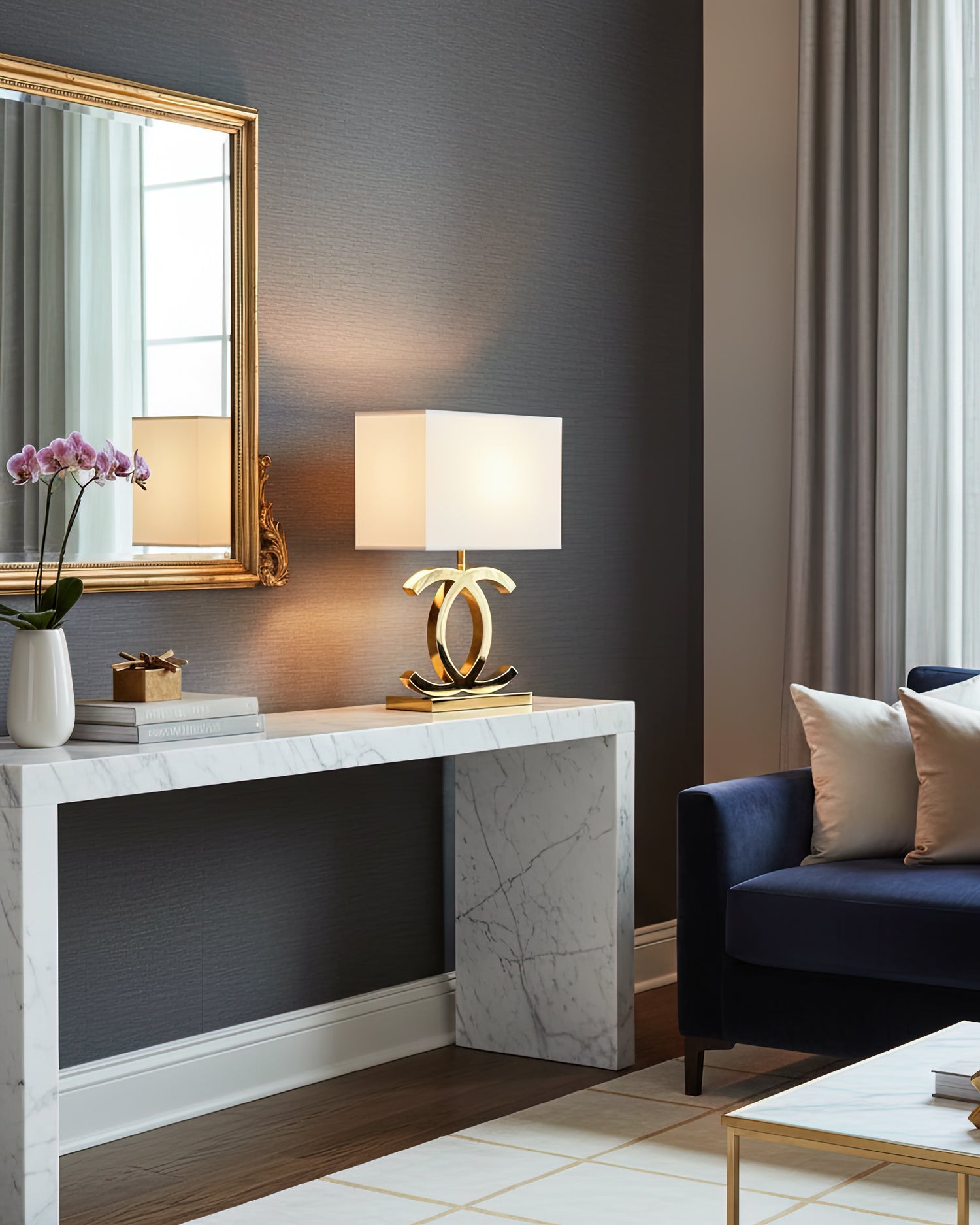 Lampe de table en acier inoxydable