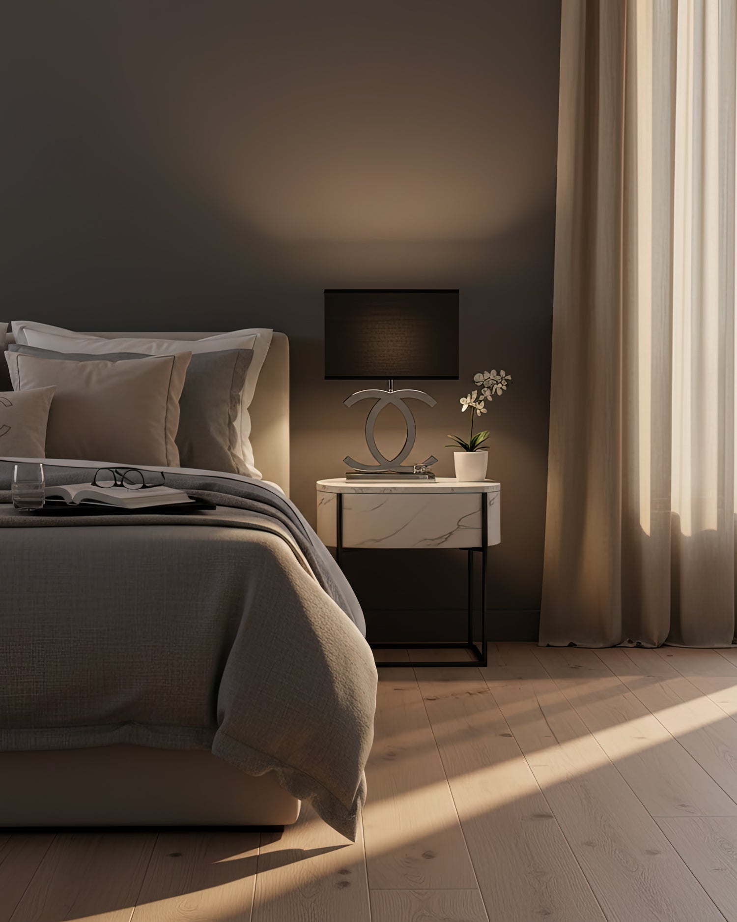 Lampe de table en acier inoxydable