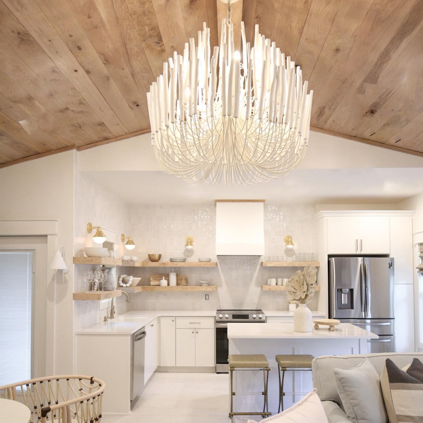 Dense Wooden Stick Chandelier