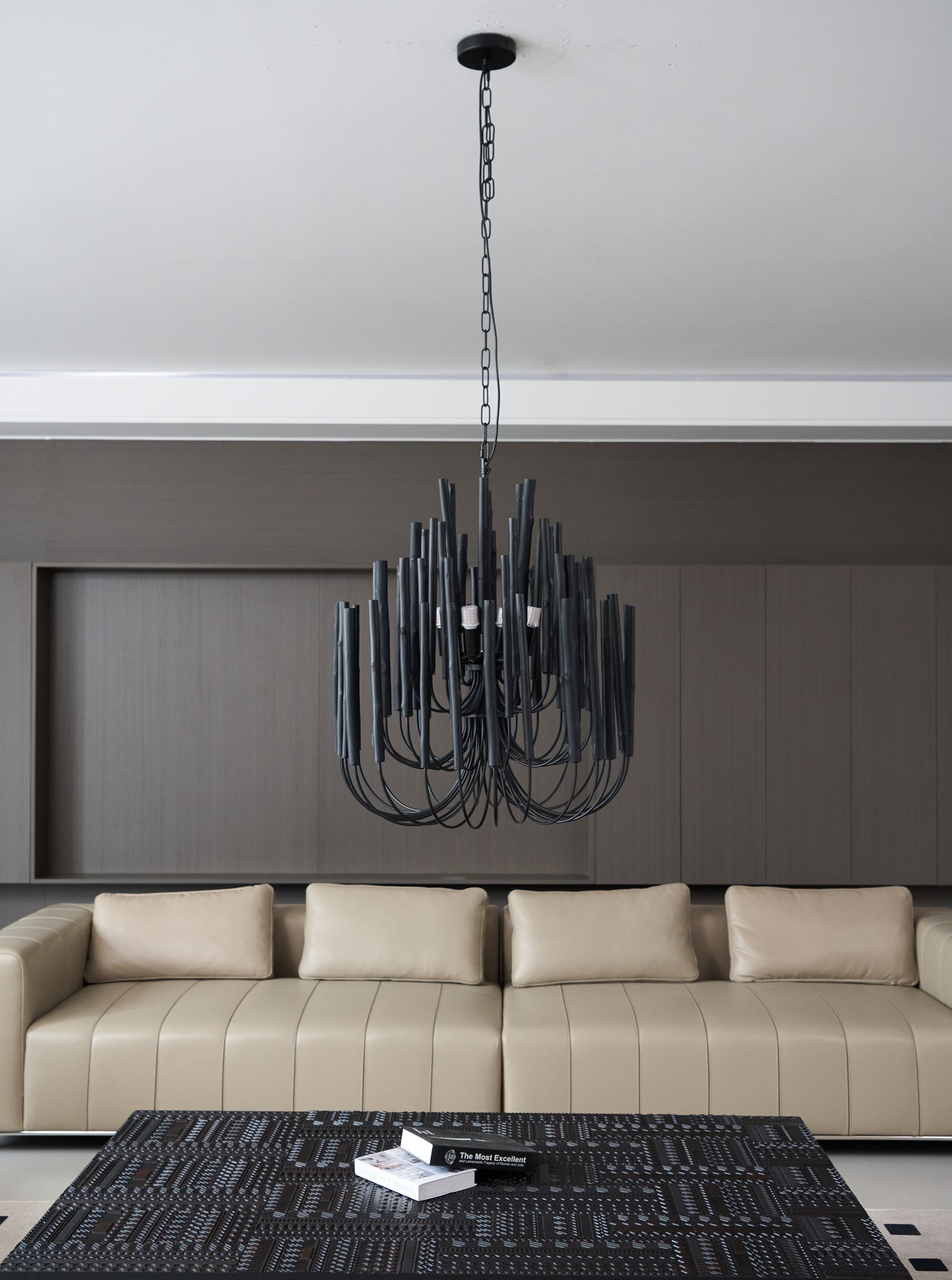 Dense Wooden Stick Chandelier