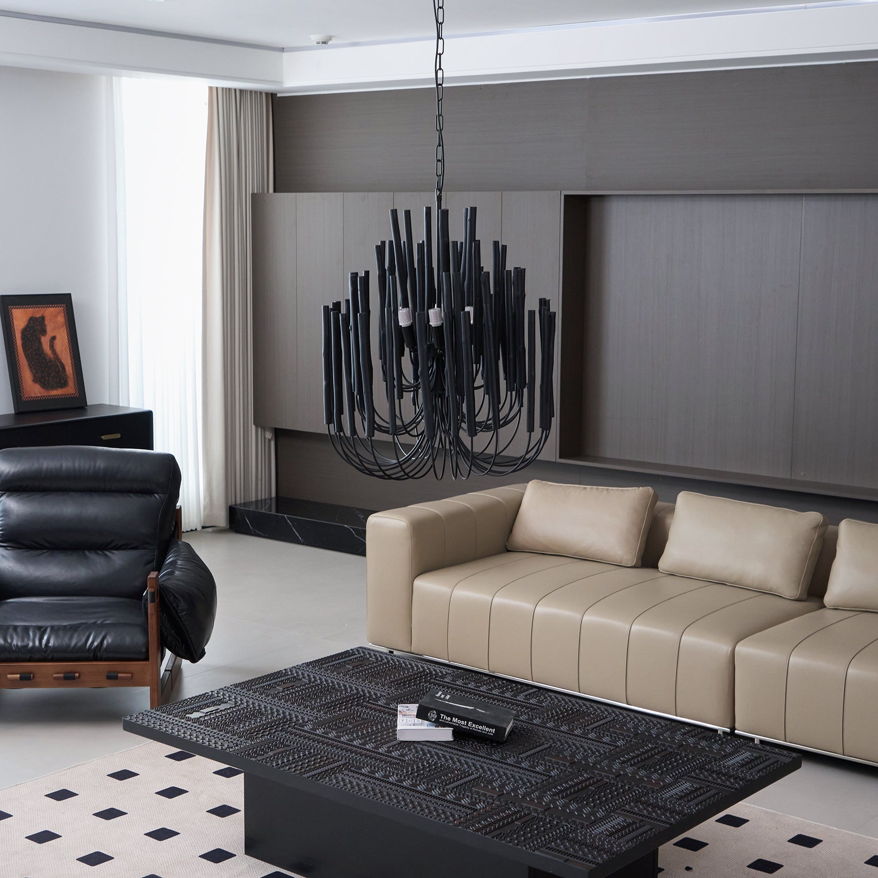 Dense Wooden Stick Chandelier