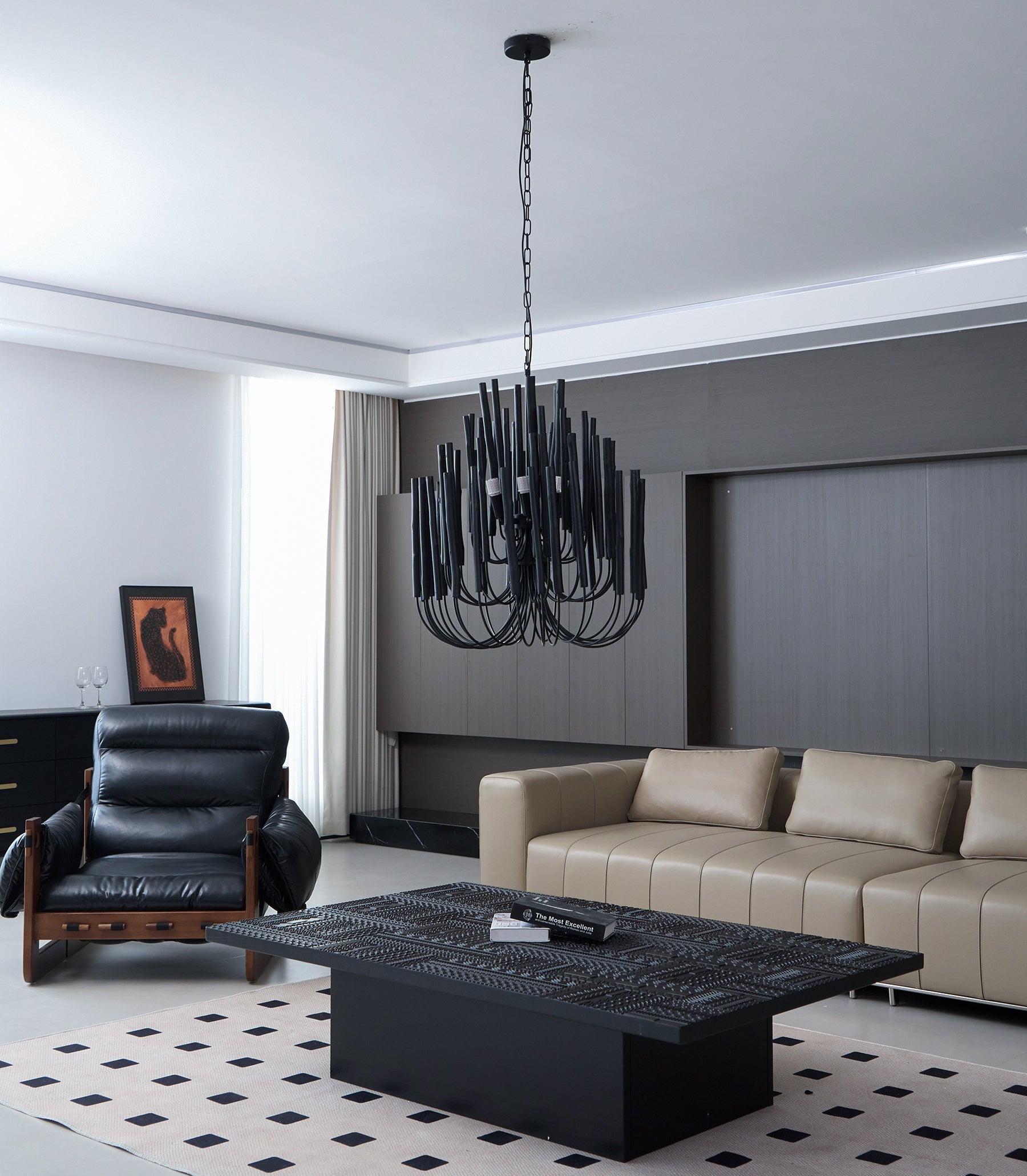 Dense Wooden Stick Chandelier