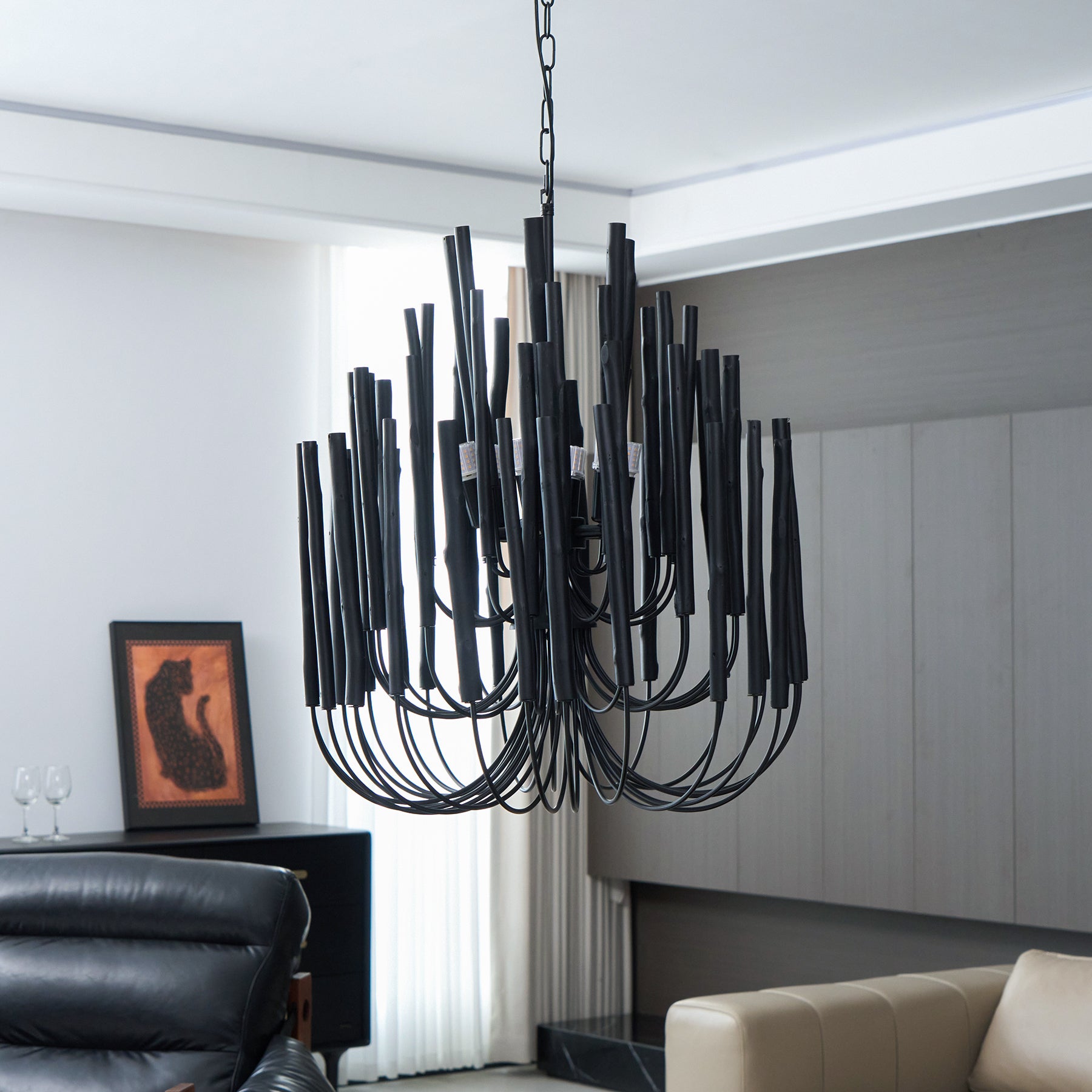 Dense Wooden Stick Chandelier