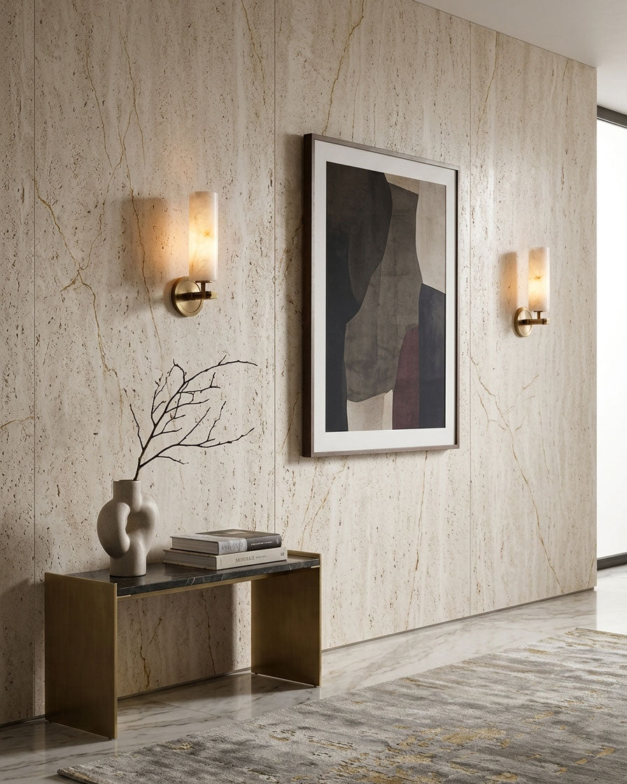 Altha Alabaster Brass Wall Sconce