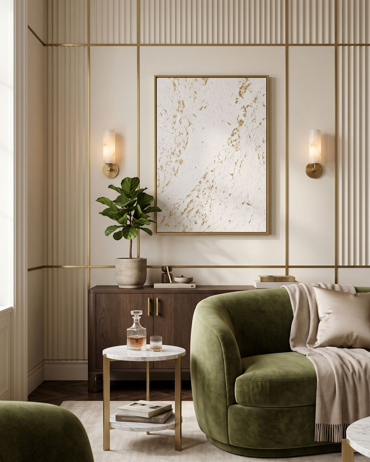 Altha Alabaster Brass Wall Sconce