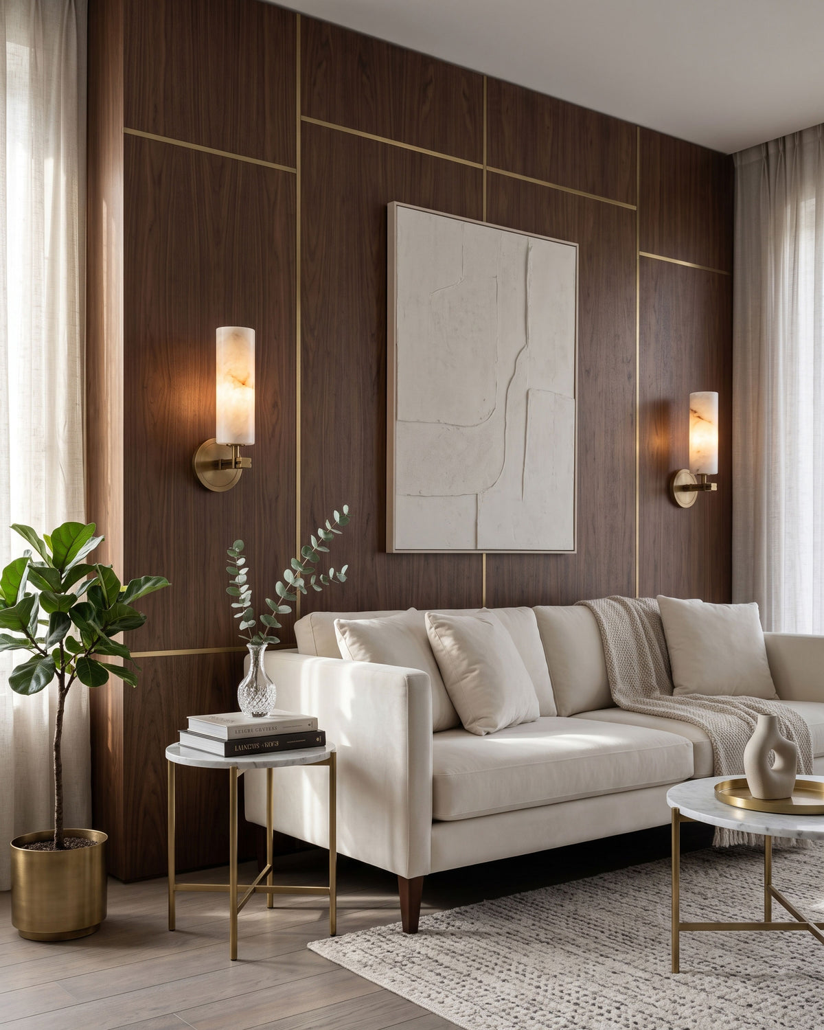 Altha Alabaster Brass Wall Sconce