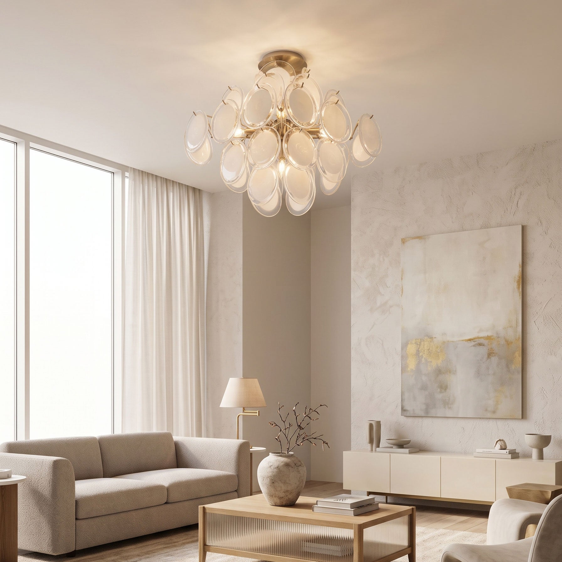 Benton Glass Disc Flush Mount