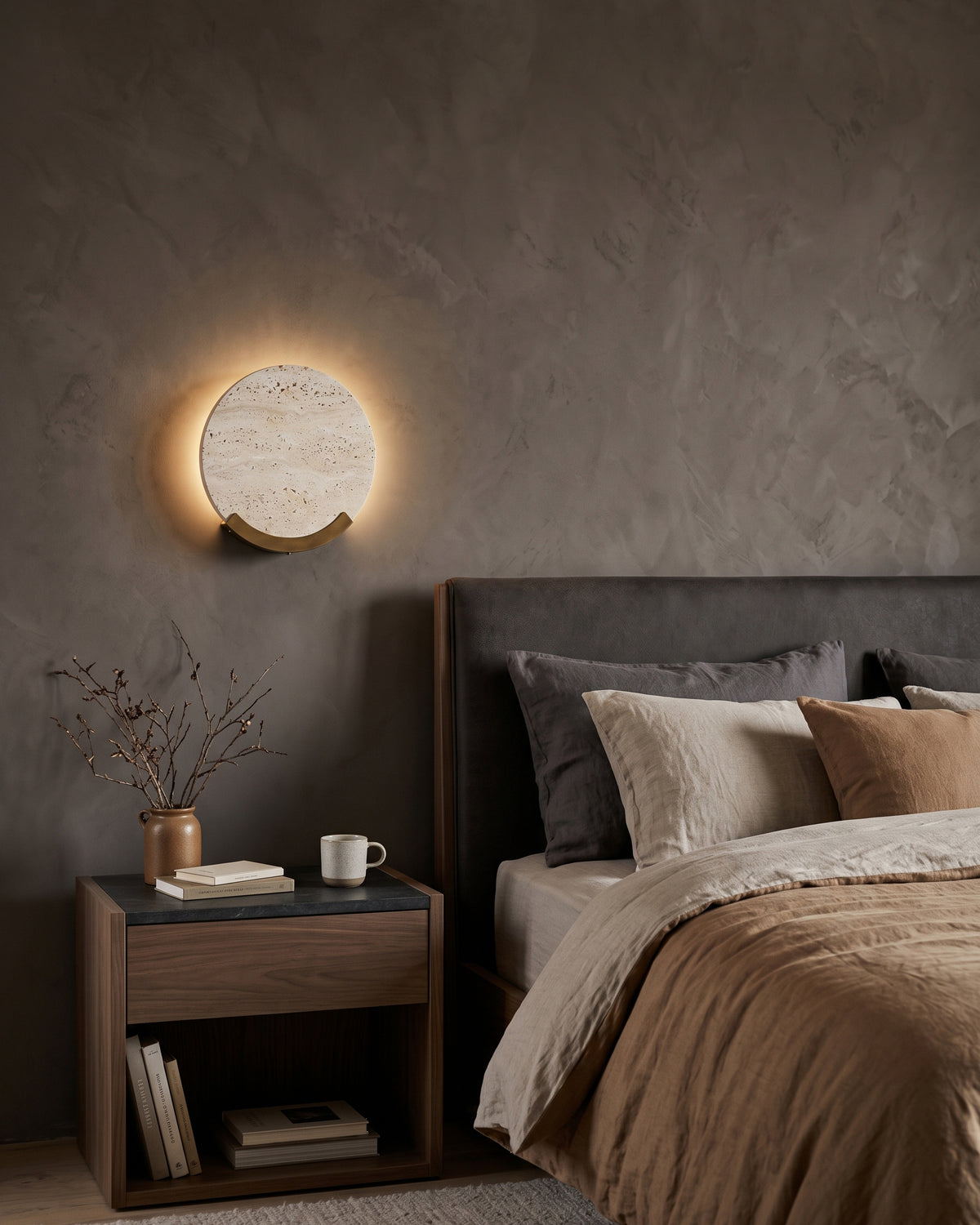 Applique Boaz Travertino con alone