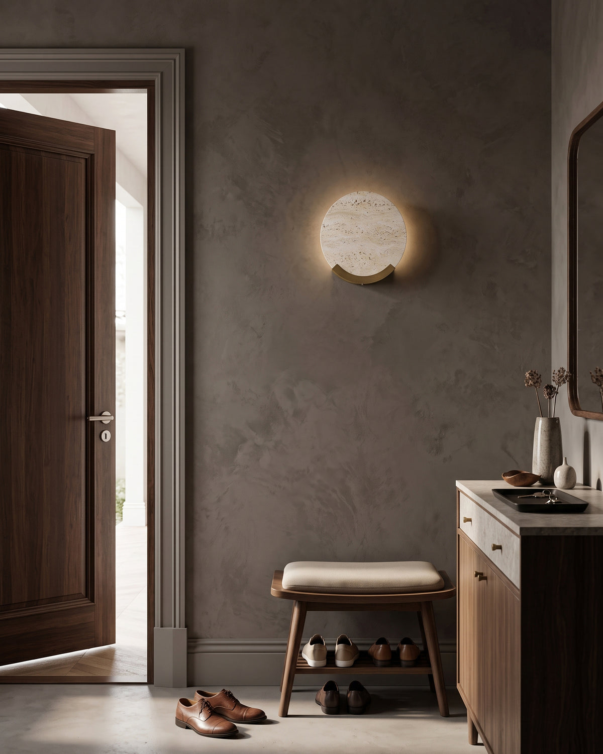 Applique Boaz Travertino con alone