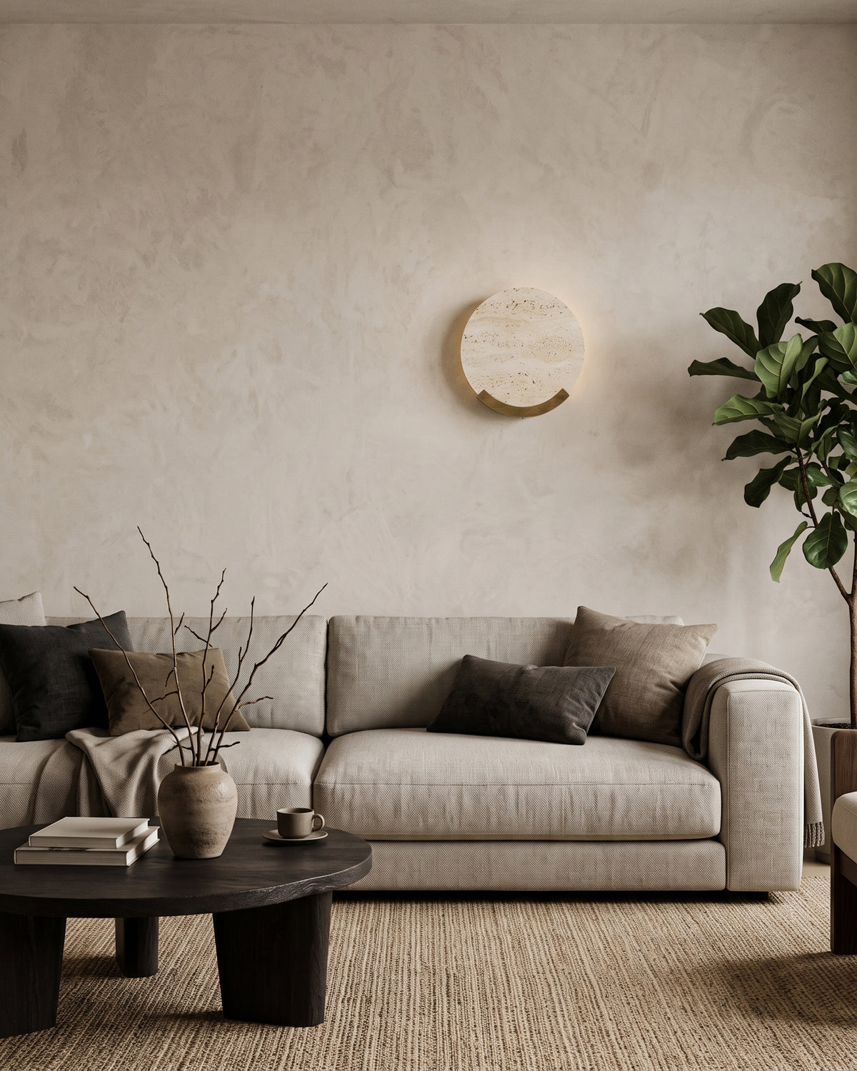 Applique Boaz Travertino con alone