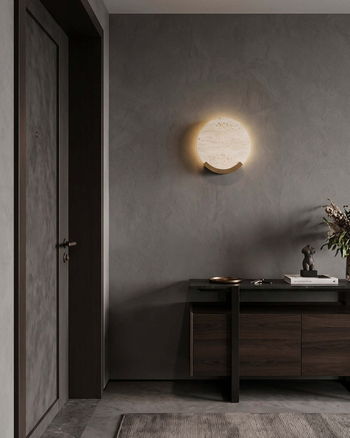 Applique Boaz Travertino con alone